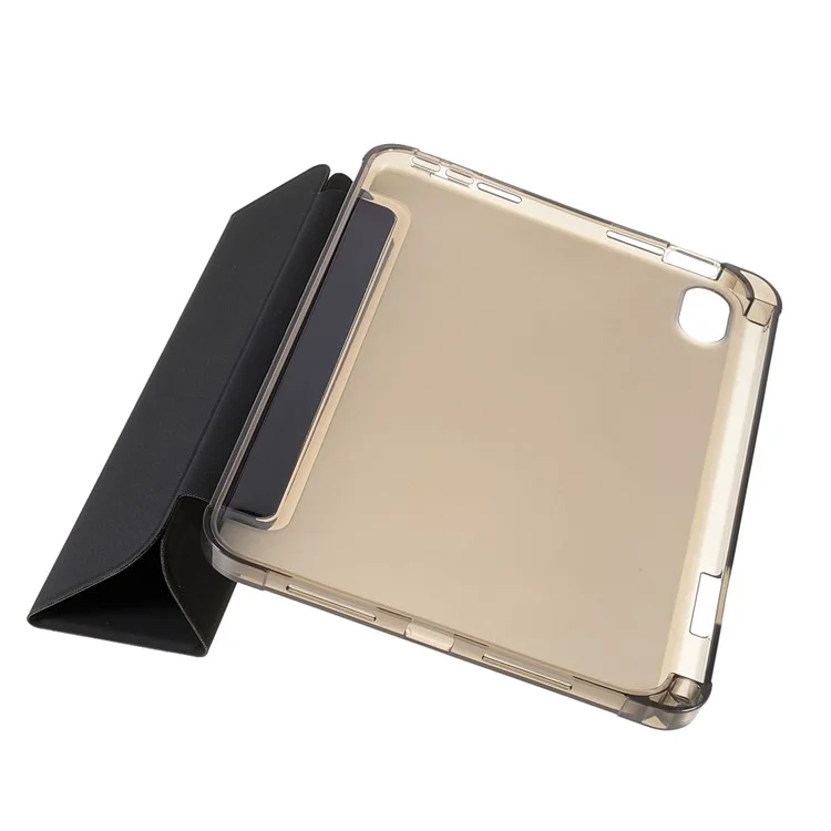 Tripod Stand PU Leather+TPU Tablet Protective Case Shell with Pen Slot for iPad mini (2024) / mini (2021) - Black