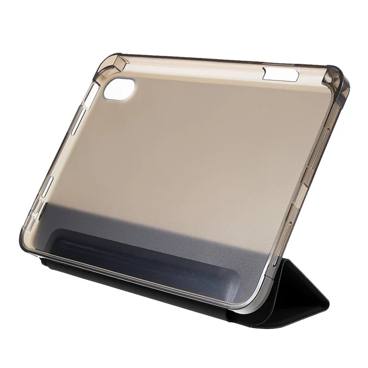 Tripod Stand PU Leather+TPU Tablet Protective Case Shell with Pen Slot for iPad mini (2024) / mini (2021) - Black