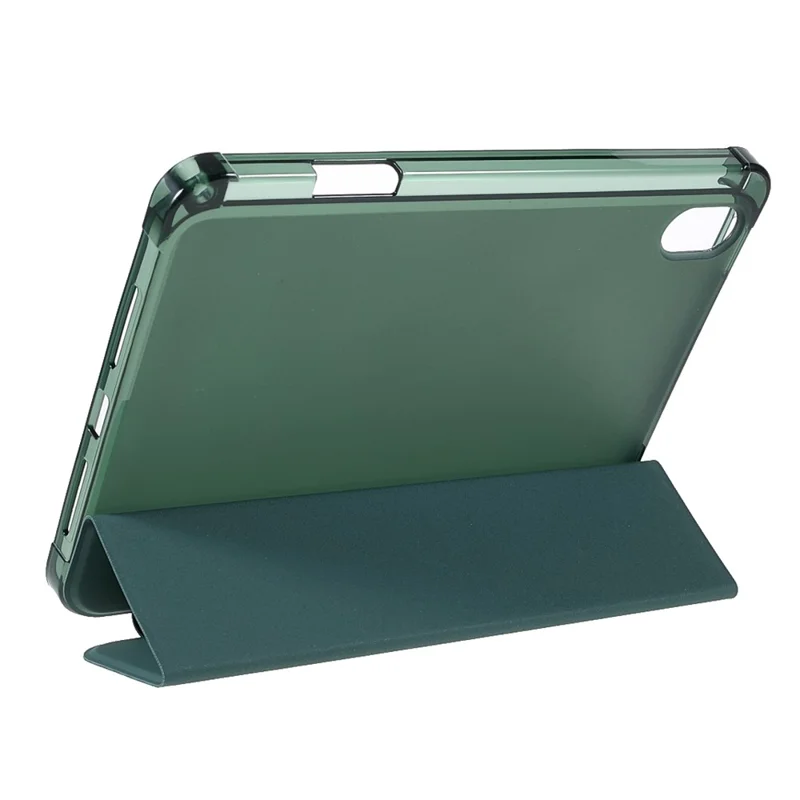 Tripod Stand PU Leather+TPU Tablet Protective Case Shell with Pen Slot for iPad mini (2024) / mini (2021) - Dark Green