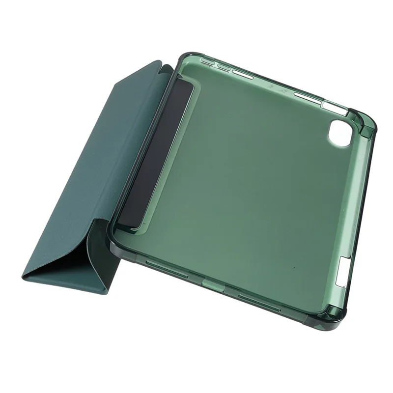 Tripod Stand PU Leather+TPU Tablet Protective Case Shell with Pen Slot for iPad mini (2024) / mini (2021) - Dark Green