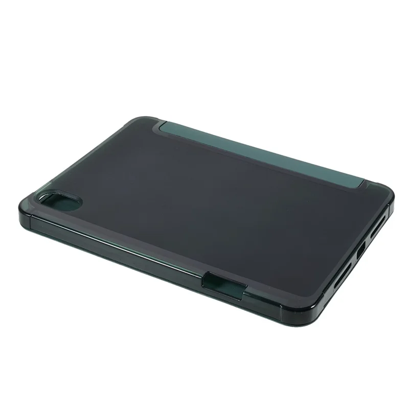 Tripod Stand PU Leather+TPU Tablet Protective Case Shell with Pen Slot for iPad mini (2024) / mini (2021) - Dark Green