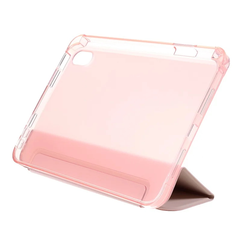 Tripod Stand PU Leather+TPU Tablet Protective Case Shell with Pen Slot for iPad mini (2024) / mini (2021) - Pink