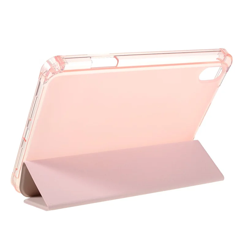 Tripod Stand PU Leather+TPU Tablet Protective Case Shell with Pen Slot for iPad mini (2024) / mini (2021) - Pink