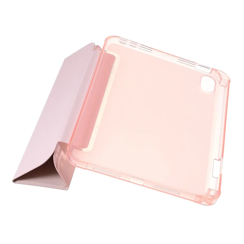 Tripod Stand PU Leather+TPU Tablet Protective Case Shell with Pen Slot for iPad mini (2024) / mini (2021) - Pink