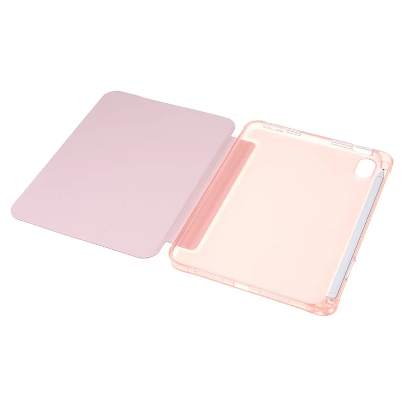 Tripod Stand PU Leather+TPU Tablet Protective Case Shell with Pen Slot for iPad mini (2024) / mini (2021) - Pink