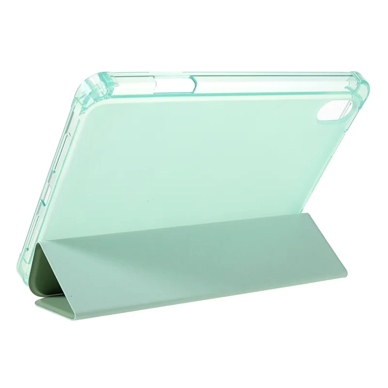 Funda protectora de tableta de cuero PU + TPU con soporte trípode y ranura para bolígrafo para iPad mini (2024) / mini (2021) - Verde claro