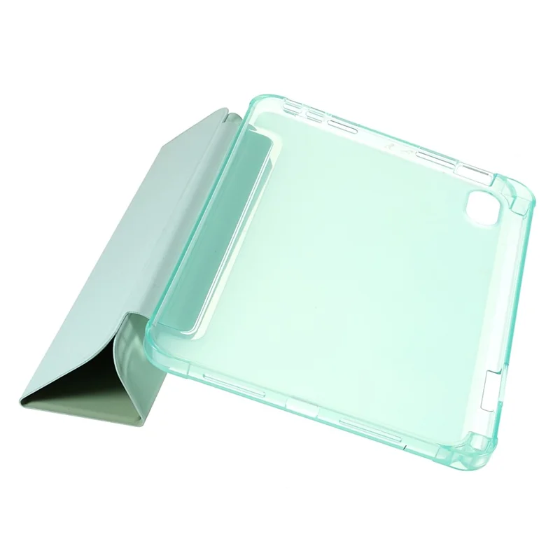 Funda protectora de tableta de cuero PU + TPU con soporte trípode y ranura para bolígrafo para iPad mini (2024) / mini (2021) - Verde claro