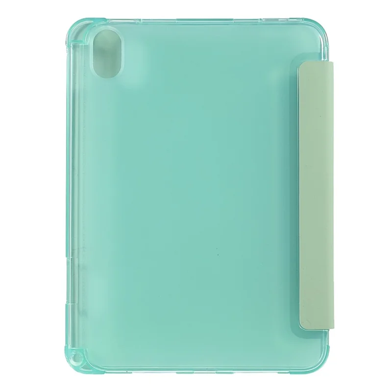 Funda protectora de tableta de cuero PU + TPU con soporte trípode y ranura para bolígrafo para iPad mini (2024) / mini (2021) - Verde claro