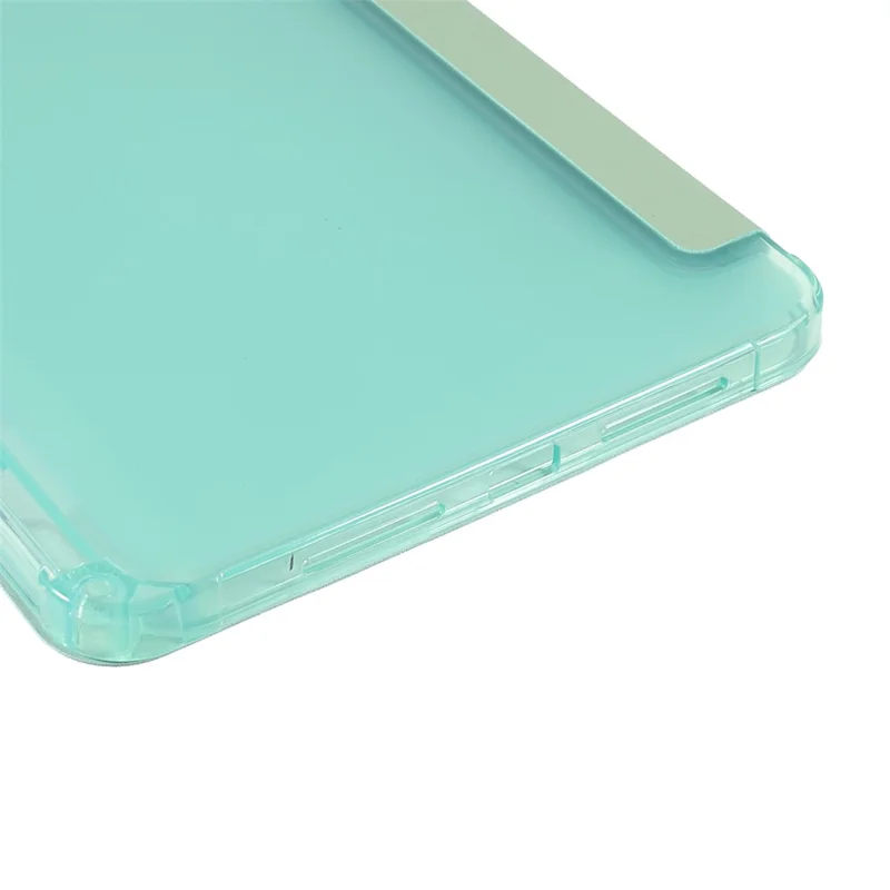 Funda protectora de tableta de cuero PU + TPU con soporte trípode y ranura para bolígrafo para iPad mini (2024) / mini (2021) - Verde claro
