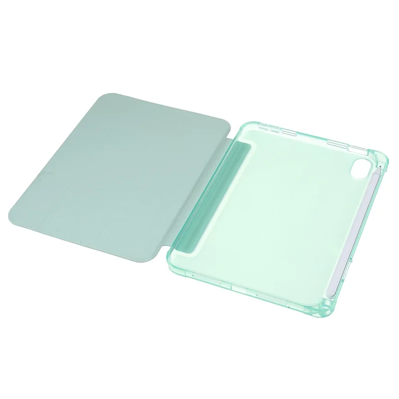 Funda protectora de tableta de cuero PU + TPU con soporte trípode y ranura para bolígrafo para iPad mini (2024) / mini (2021) - Verde claro