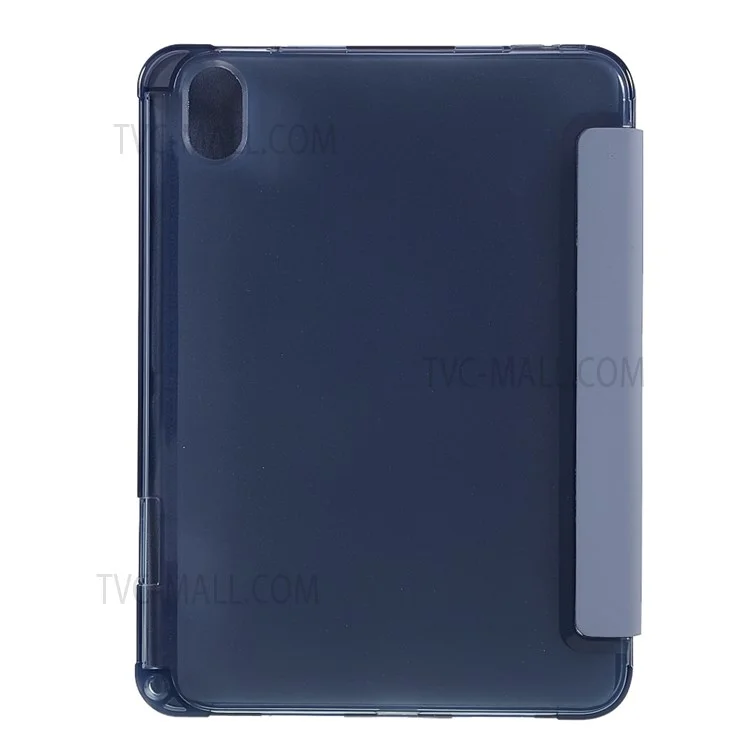 Origami Stand PU Leather + TPU Transparent Tablet Case Cover with Pen Slot for iPad mini (2024) / mini (2021) - Azul