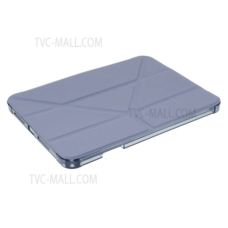 Origami Stand PU Leather + TPU Transparent Tablet Case Cover with Pen Slot for iPad mini (2024) / mini (2021) - Azul
