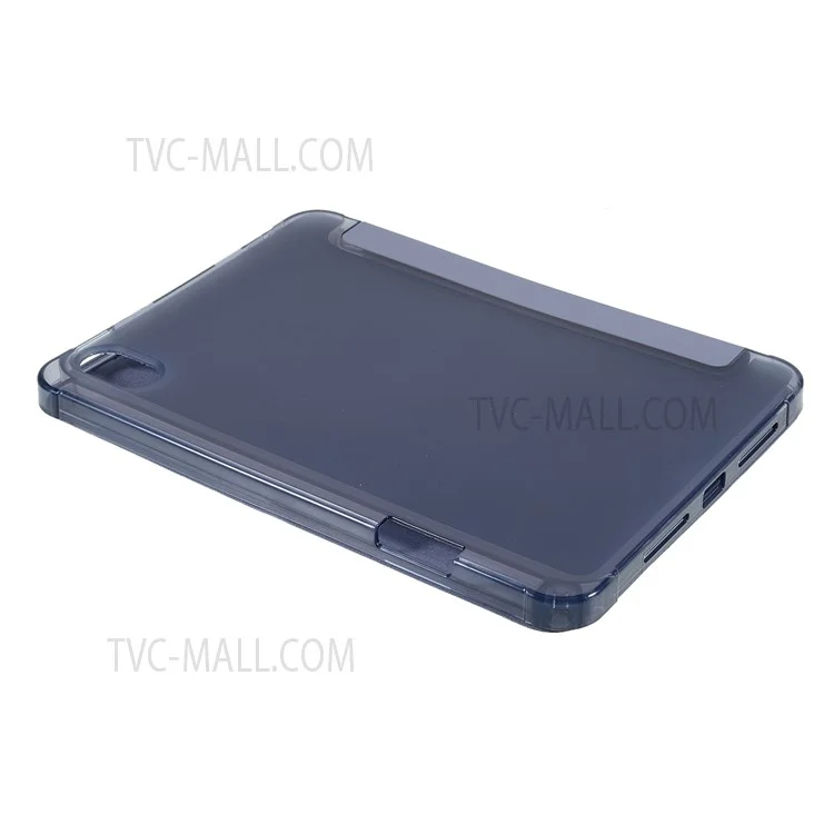 Origami Stand PU Leather + TPU Transparent Tablet Case Cover with Pen Slot for iPad mini (2024) / mini (2021) - Azul