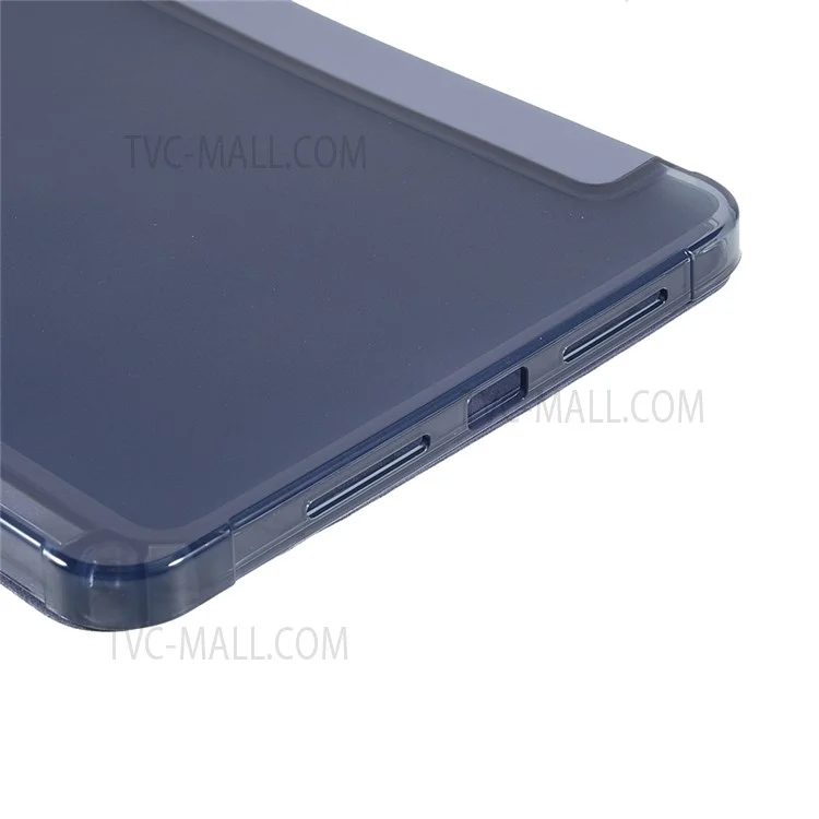 Origami Stand PU Leather + TPU Transparent Tablet Case Cover with Pen Slot for iPad mini (2024) / mini (2021) - Azul