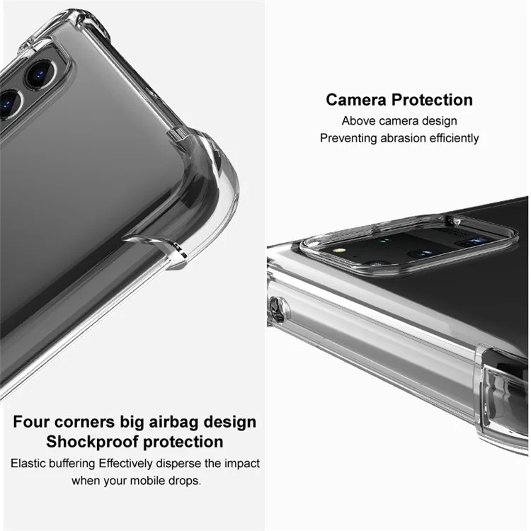 IMAK Reinforced Shock-Absorbing Corners Flexible TPU Phone Back Cover with Screen Protector for iPhone 13 Pro 6.1 inch - Transparent