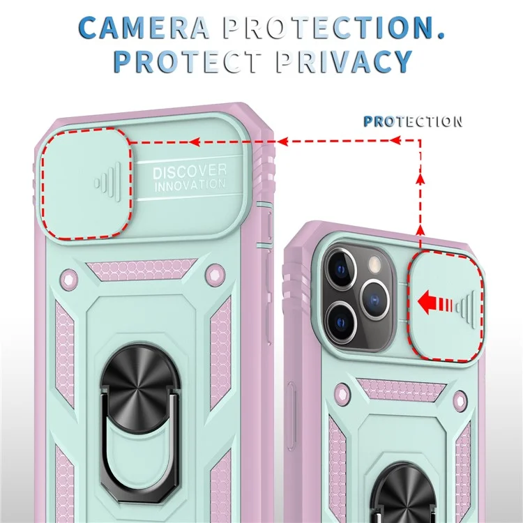 Back Hard PC du Hardproof + TPU Cadre de Protection Avec la Protection Contre la Lentille de la Caméra et la Glissière Pour Iphone 11 Pro 5.8 Pouces - Vert / Rose