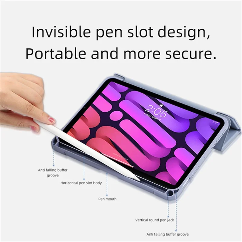 MUTURAL Lättviktig PC+TPU Tablettfodral Bärbar Skyddsfodral med Pennhållare för iPad mini (2024) / mini (2021) - Svart