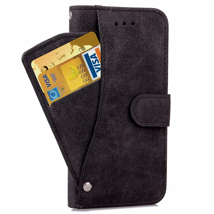 New Style Rotating Card Slots Leather Folio Stand Case for iPhone 6s/6 - Black