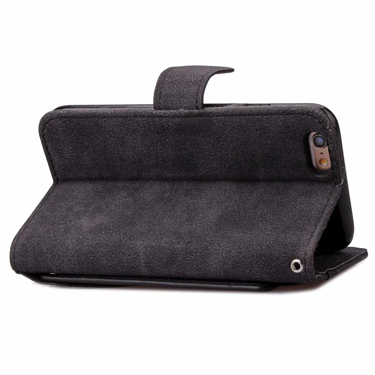 New Style Rotating Card Slots Leather Folio Stand Case for iPhone 6s/6 - Black
