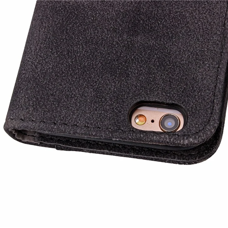 New Style Rotating Card Slots Leather Folio Stand Case for iPhone 6s/6 - Black