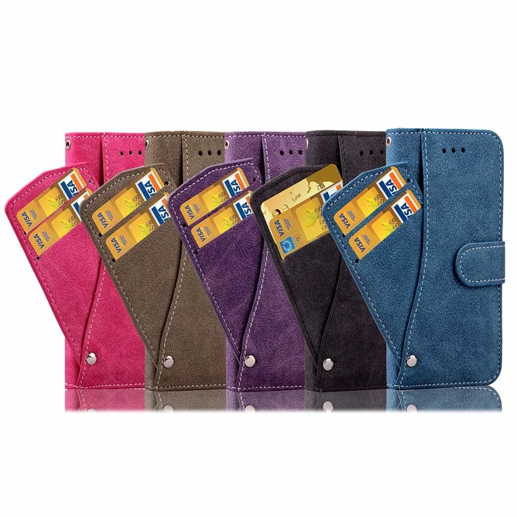 New Style Rotating Card Slots Leather Folio Stand Case for iPhone 6s/6 - Black