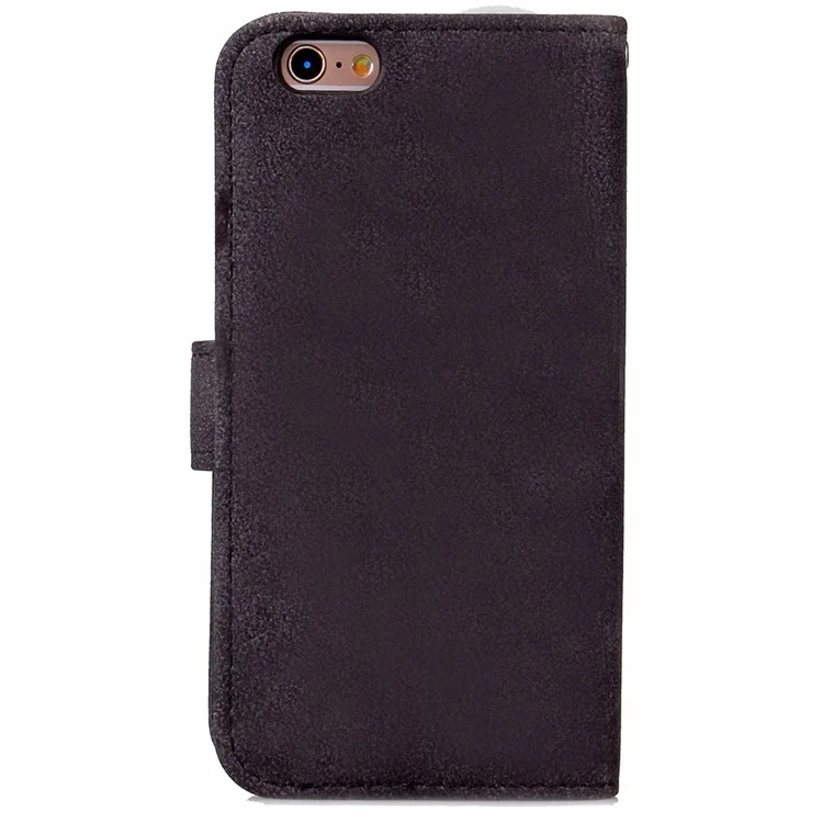 New Style Rotating Card Slots Leather Folio Stand Case for iPhone 6s/6 - Black