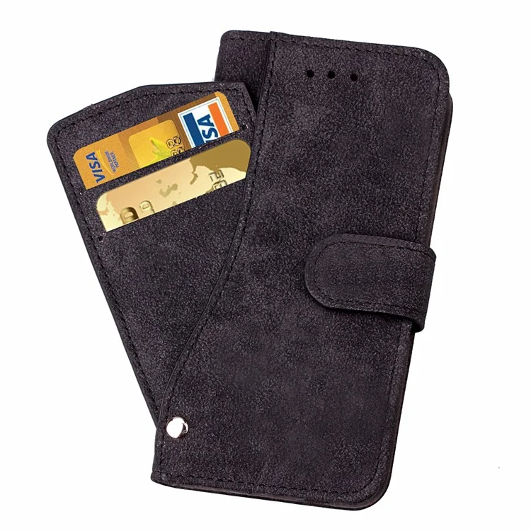 New Style Rotating Card Slots Leather Folio Stand Case for iPhone 6s/6 - Black