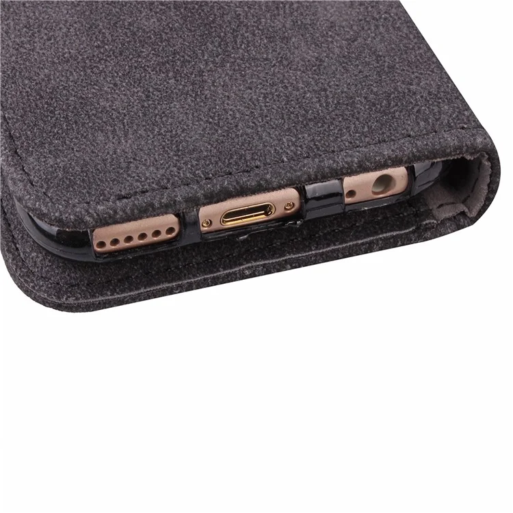 New Style Rotating Card Slots Leather Folio Stand Case for iPhone 6s/6 - Black