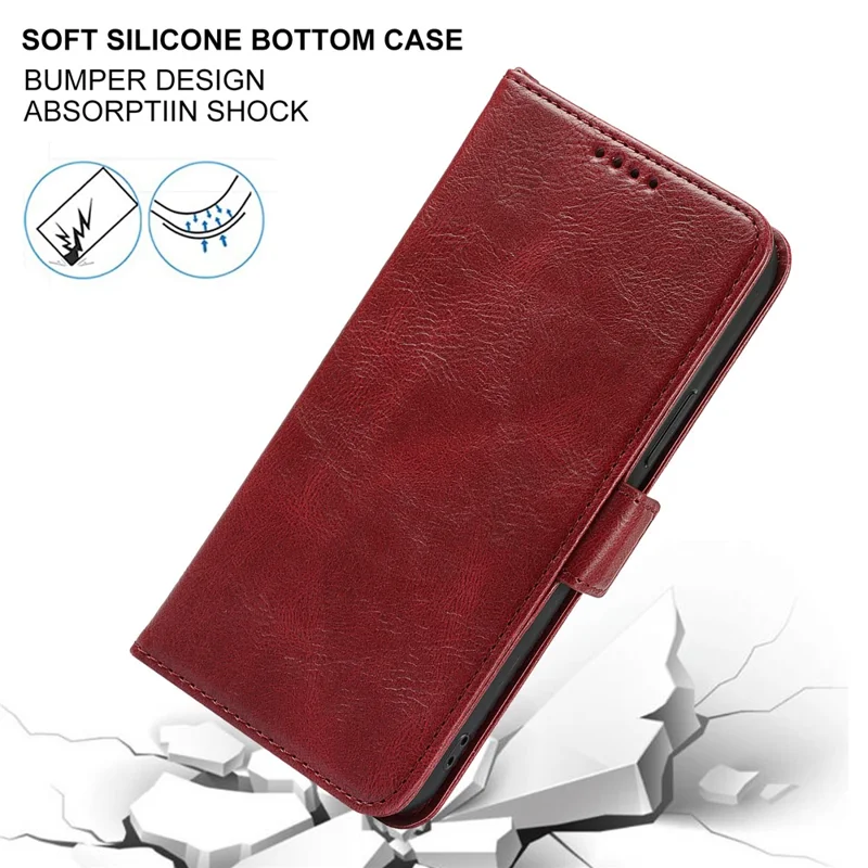 Retro Style Phone Shell Case RFID Blocking Magnetic Closure Wallet Phone Cover for iPhone 13 mini 5.4 inch - Red