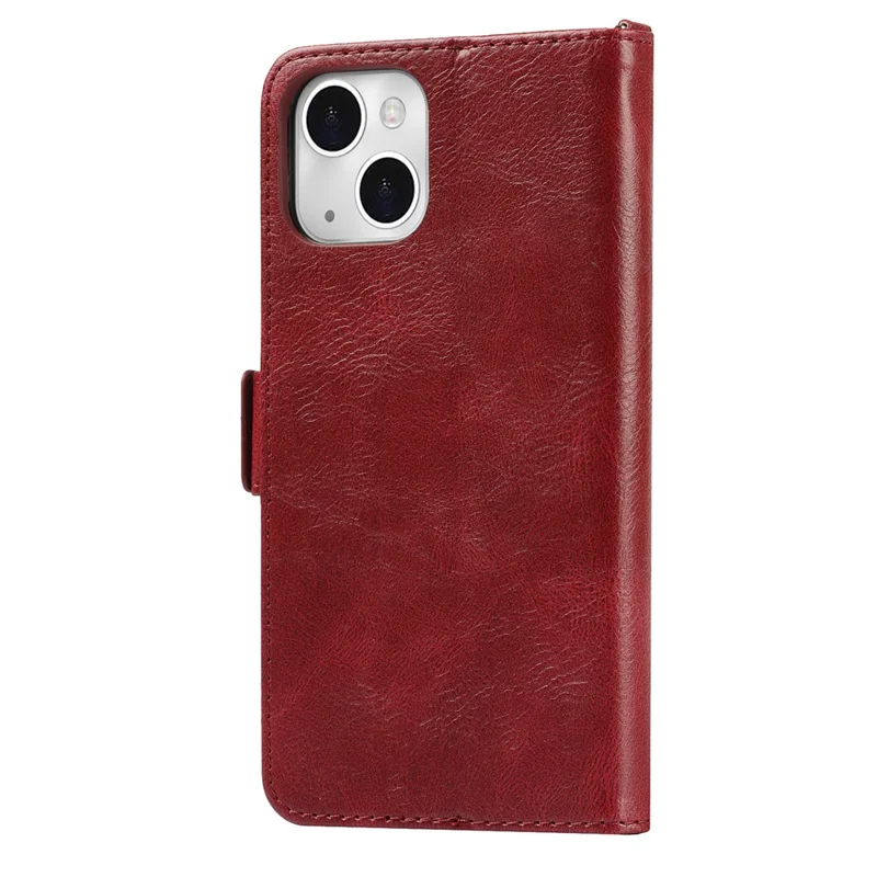 Retro Style Phone Shell Case RFID Blocking Magnetic Closure Wallet Phone Cover for iPhone 13 mini 5.4 inch - Red