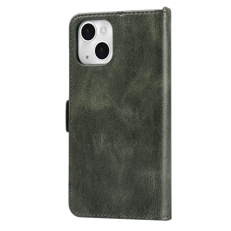 Scratch Resistant RFID Blocking Flip Phone Case Magnetic Closure Wallet Phone Cover Shell for iPhone 13 6.1 inch - Green