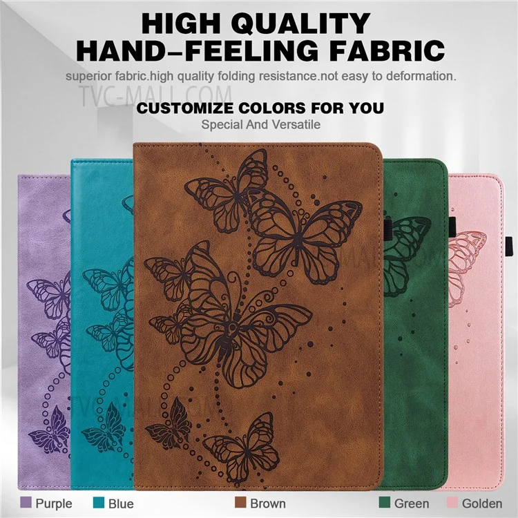 Imprinting Butterflies Auto Wake / Sleep Stand Tablet Cover Leather Case with Card Holder for iPad mini (2024) / mini (2021) - Brun