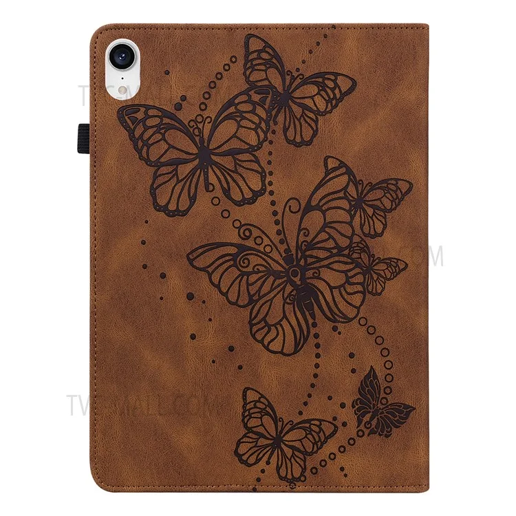 Imprinting Butterflies Auto Wake / Sleep Stand Tablet Cover Leather Case with Card Holder for iPad mini (2024) / mini (2021) - Brun