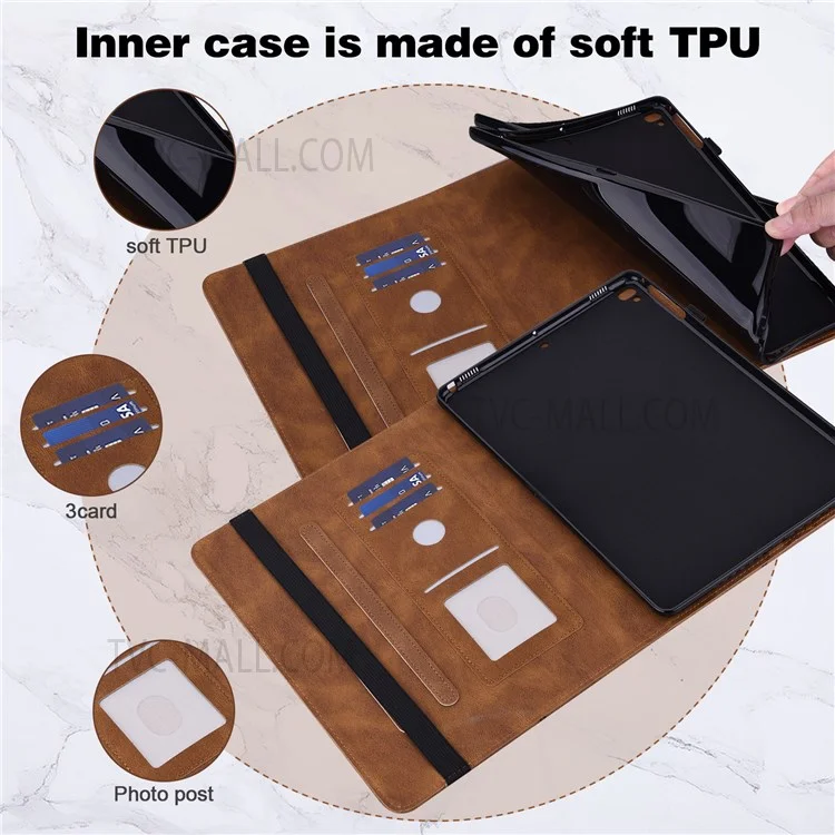 Imprinting Butterflies Auto Wake / Sleep Stand Tablet Cover Leather Case with Card Holder for iPad mini (2024) / mini (2021) - Brun