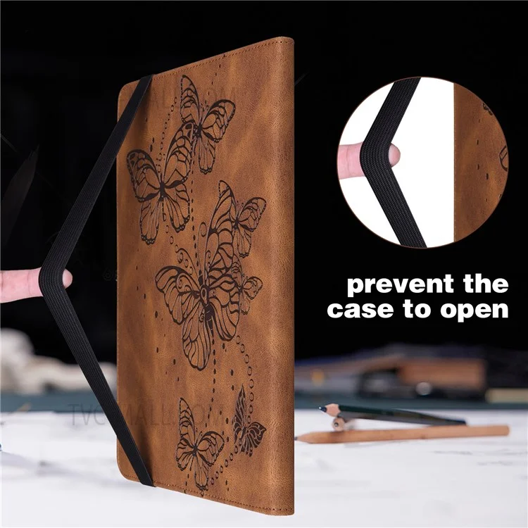 Imprinting Butterflies Auto Wake / Sleep Stand Tablet Cover Leather Case with Card Holder for iPad mini (2024) / mini (2021) - Brun