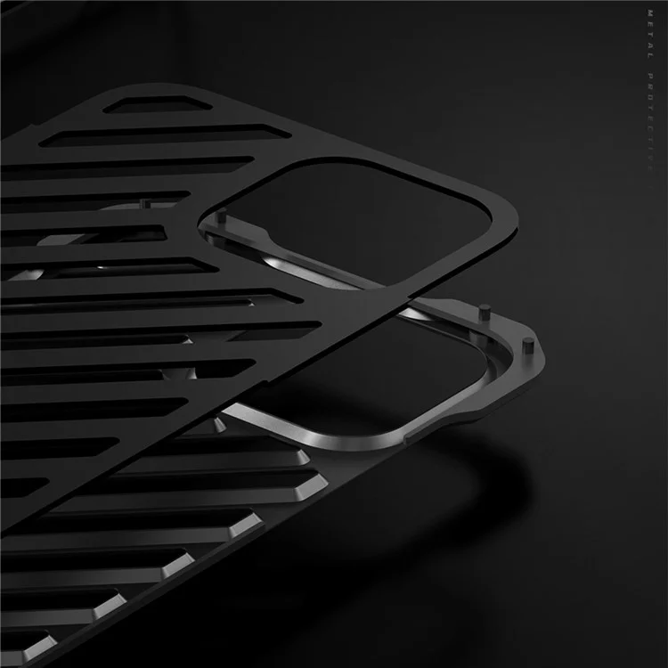 R-JUST RJ-50 Hollow Design Scratch-proof Frame Aluminum Alloy Metal Phone Shell with Lens Protector for iPhone 13 Pro 6.1 inch