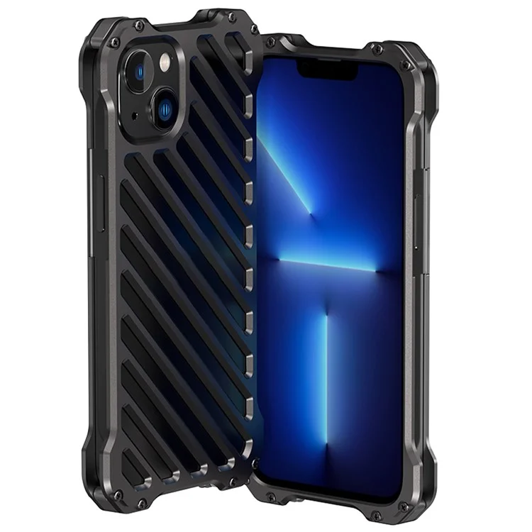 R-just RJ-50 Design Hollow Design Armatura Full-Body Protection Metal Case Con Protezione Per Lenti Per Iphone 13 6,1 Pollici
