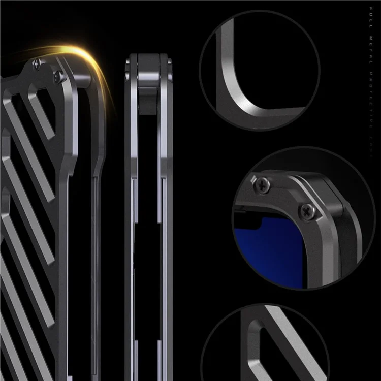 R-just RJ-50 Design Hollow Design Armatura Full-Body Protection Metal Case Con Protezione Per Lenti Per Iphone 13 6,1 Pollici