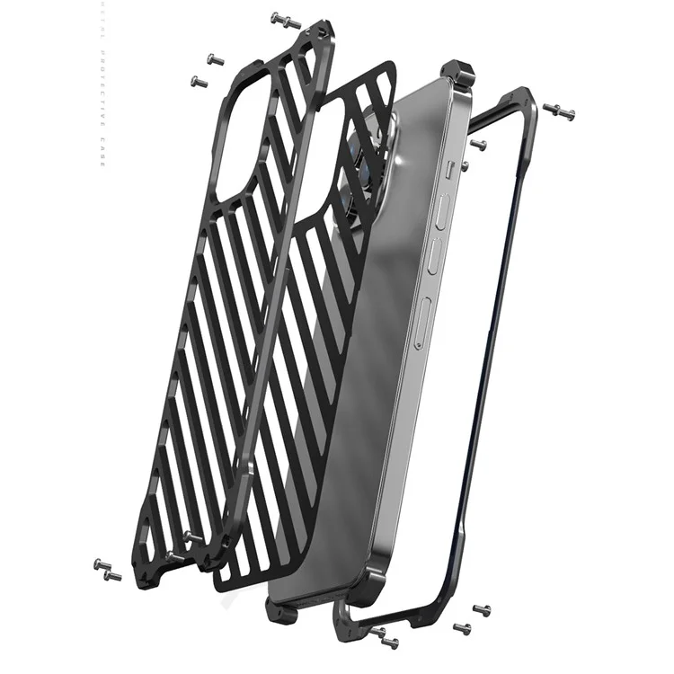 R-just RJ-50 Design Hollow Design Armatura Full-Body Protection Metal Case Con Protezione Per Lenti Per Iphone 13 6,1 Pollici