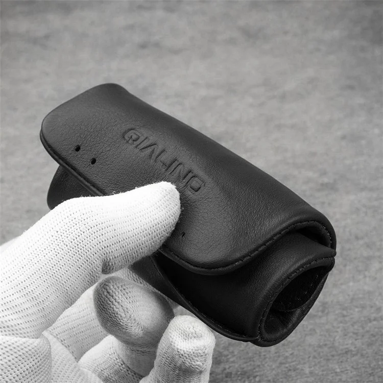 QIALINO Genuine Leather Case Felt Pouch with Card Holder for iPhone 6s/6 - Black