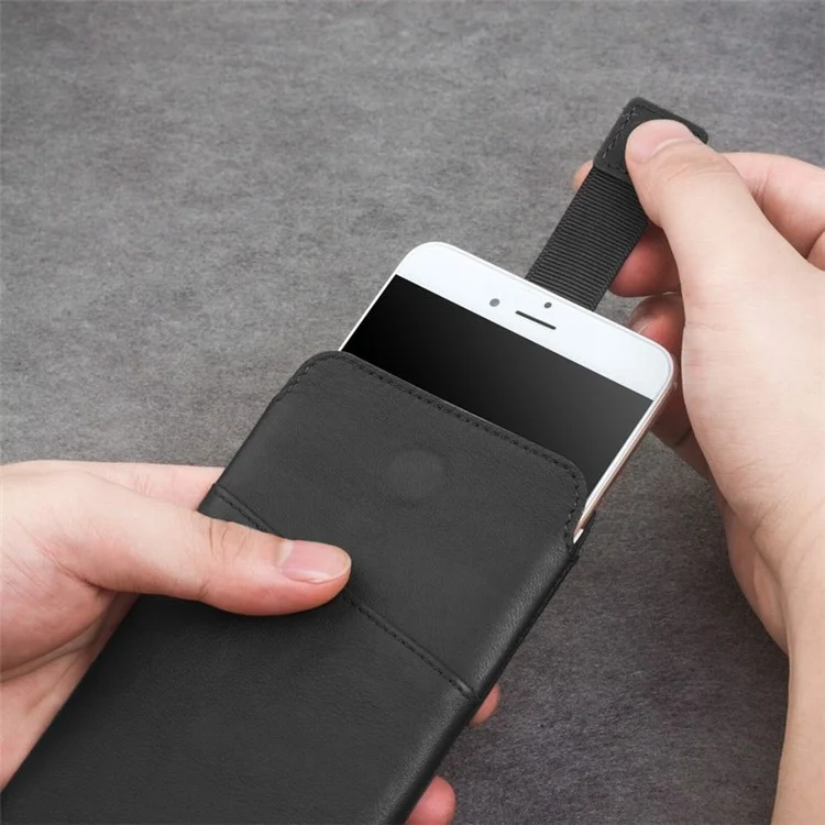 QIALINO Genuine Leather Case Felt Pouch with Card Holder for iPhone 6s/6 - Black