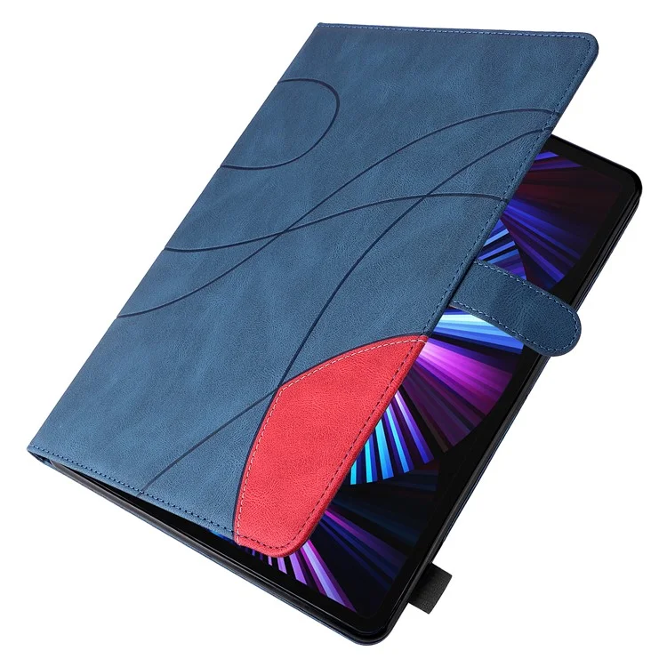 Étui pour tablette en cuir série KT-1 à deux couleurs avec fermeture magnétique à épissage pour iPad Pro 12.9 (2022) / (2021) / (2020) / (2018) - Bleu