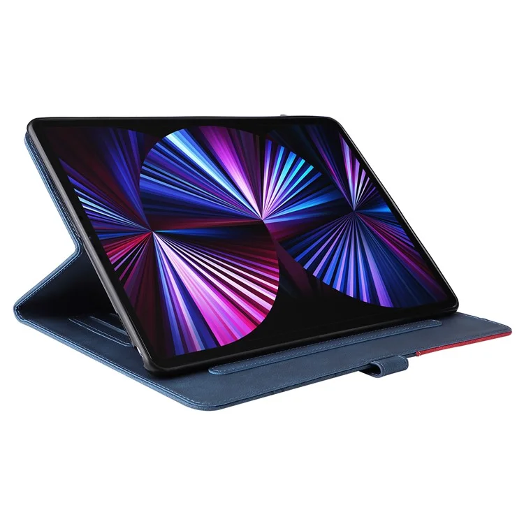Étui pour tablette en cuir série KT-1 à deux couleurs avec fermeture magnétique à épissage pour iPad Pro 12.9 (2022) / (2021) / (2020) / (2018) - Bleu