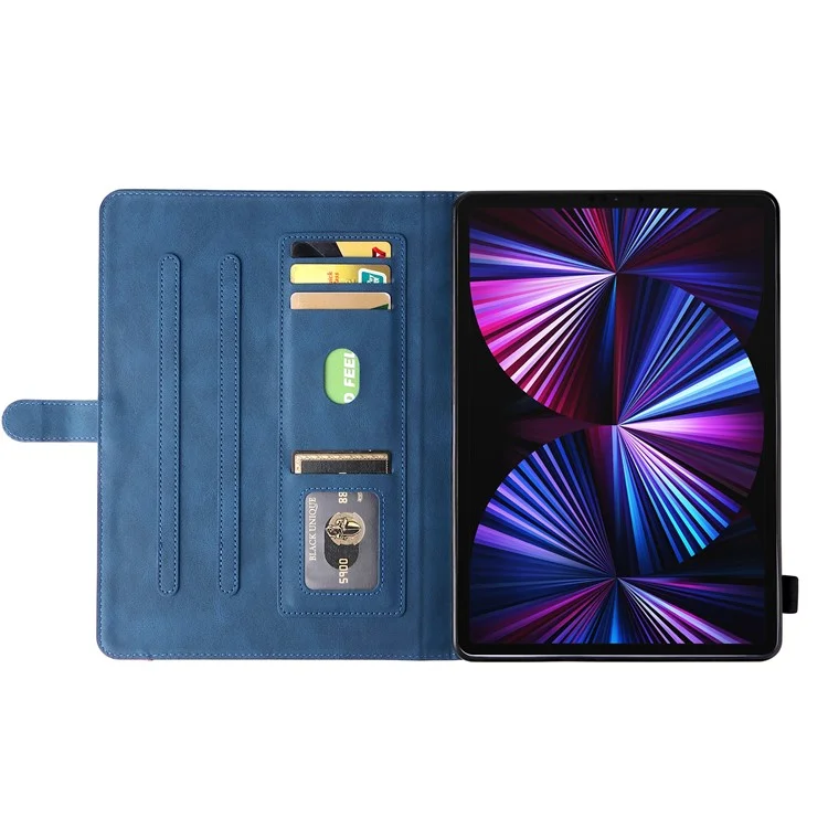 Étui pour tablette en cuir série KT-1 à deux couleurs avec fermeture magnétique à épissage pour iPad Pro 12.9 (2022) / (2021) / (2020) / (2018) - Bleu