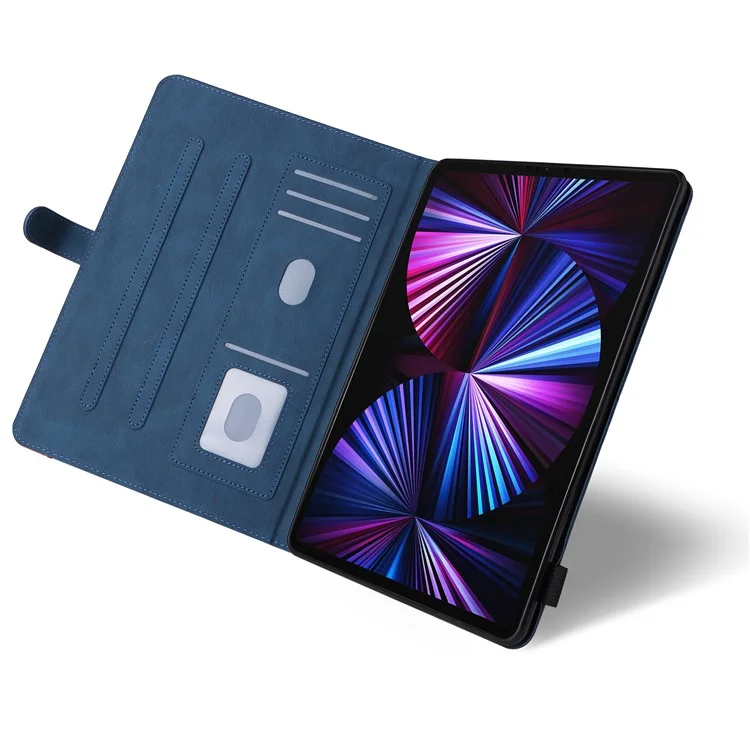 KT Leder Serie-1 Dual-color-spleißmagnetverschluss Verschluss Leder Tablet Hülle Mit Kartenschlitzen Für Ipad Pro 12,9 Zoll (2021)/(2020)/(2018) - Blau