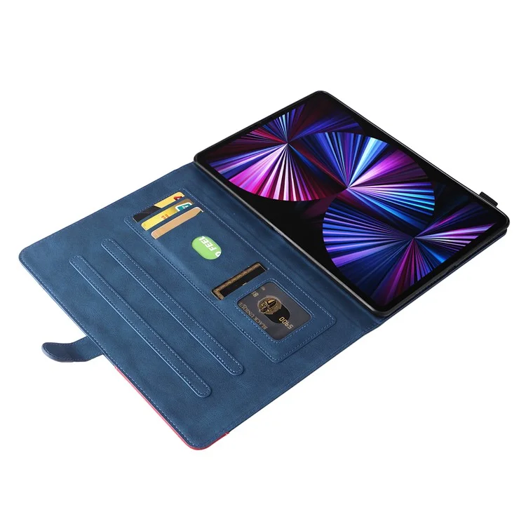 Étui pour tablette en cuir série KT-1 à deux couleurs avec fermeture magnétique à épissage pour iPad Pro 12.9 (2022) / (2021) / (2020) / (2018) - Bleu