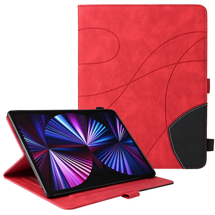Étui pour tablette KT Leather Series-1 en cuir bicolore avec fermeture magnétique à rabat pour iPad Pro 12,9 (2022) / (2021) / (2020) / (2018) - Rouge