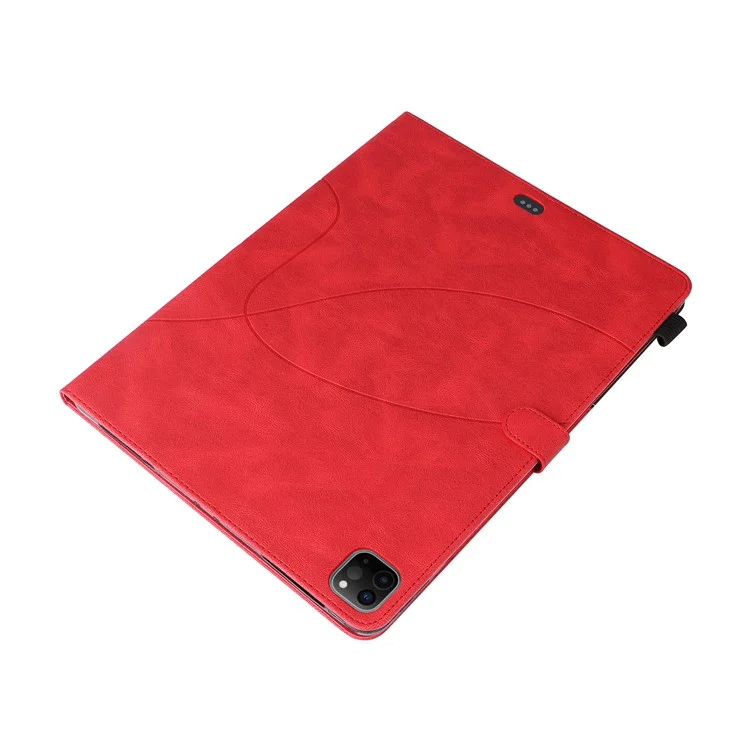 Étui pour tablette KT Leather Series-1 en cuir bicolore avec fermeture magnétique à rabat pour iPad Pro 12,9 (2022) / (2021) / (2020) / (2018) - Rouge