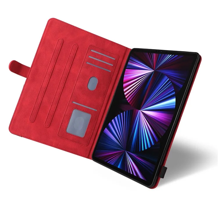 Étui pour tablette KT Leather Series-1 en cuir bicolore avec fermeture magnétique à rabat pour iPad Pro 12,9 (2022) / (2021) / (2020) / (2018) - Rouge