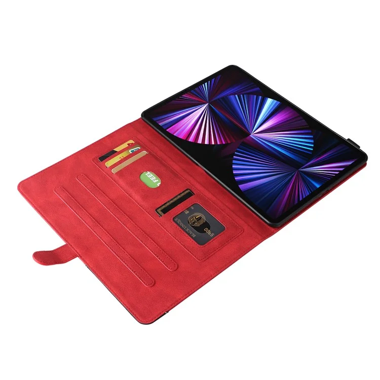 Étui pour tablette KT Leather Series-1 en cuir bicolore avec fermeture magnétique à rabat pour iPad Pro 12,9 (2022) / (2021) / (2020) / (2018) - Rouge